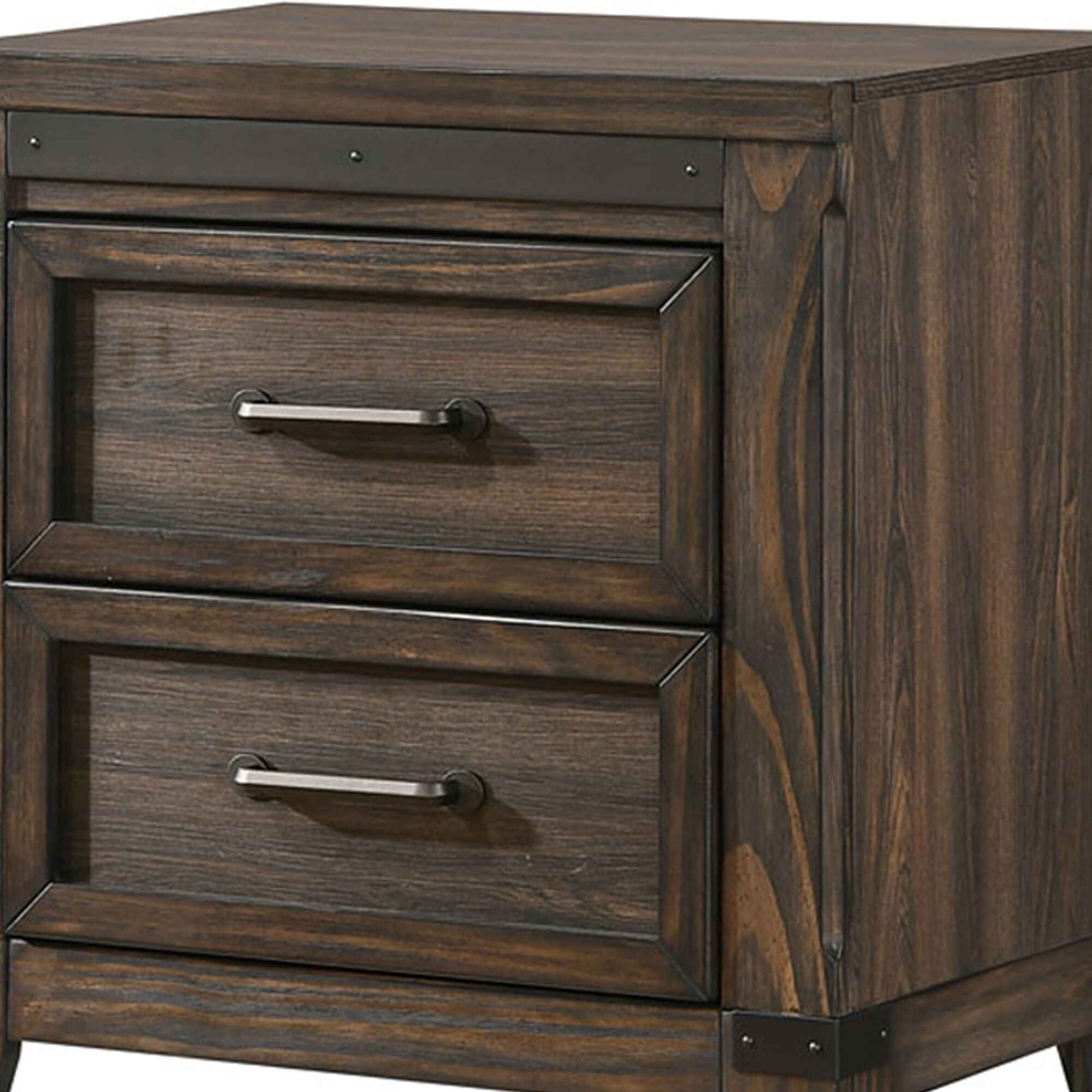 Shop Wooden Frame Nightstand With 2 Drawers And Metal Corner Accents Dark Brown On Sale Overstock 31102420