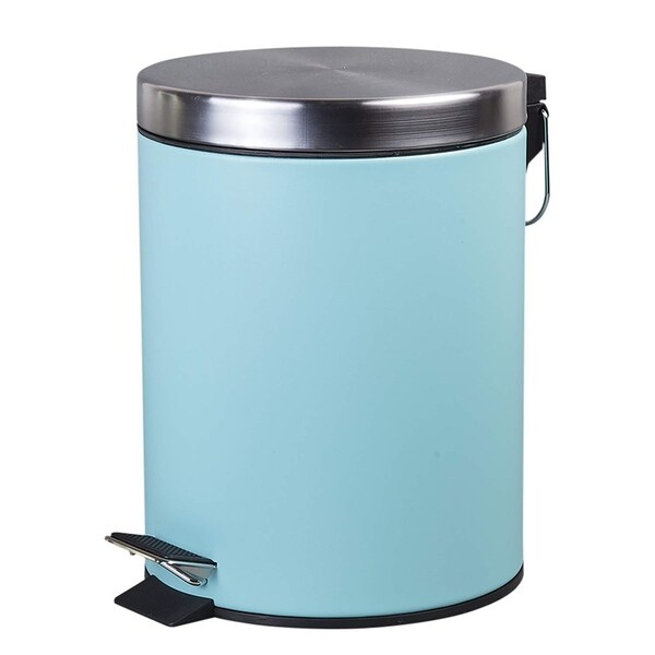 Creative Home 5 Liter Stainless Steel Round Shaped Step Trash Can, Aqua. Opens flyout.