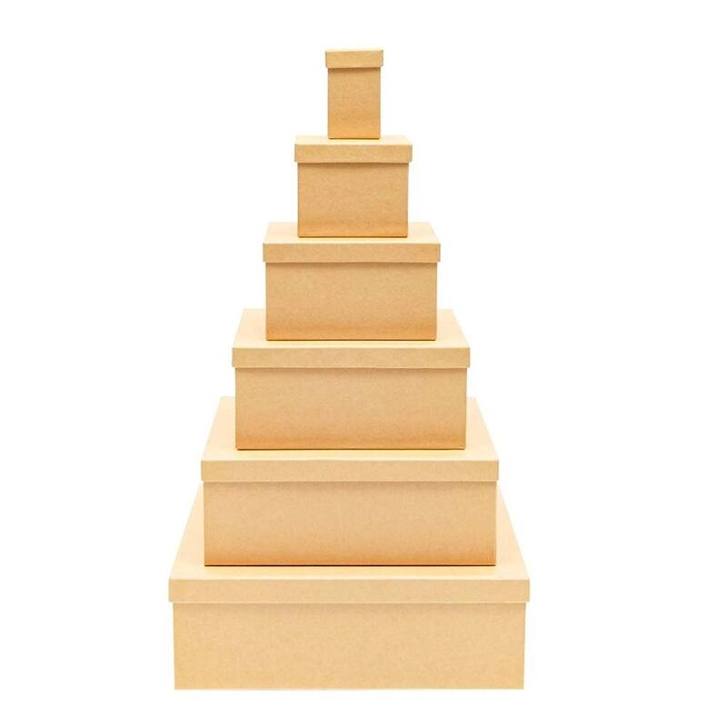 Bright Creations 6-Pk Decorative Nested Gift Boxes with Lids Square Thick Paper Board for Storage
