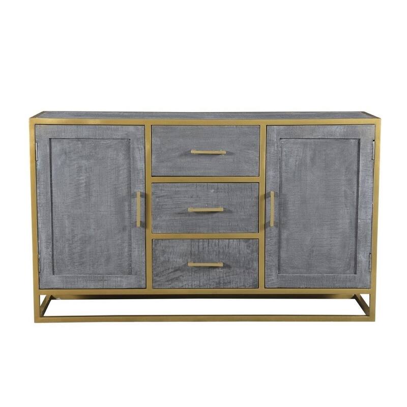 Raven Mango Wood Sideboard Buffet Cabinet - Grey
