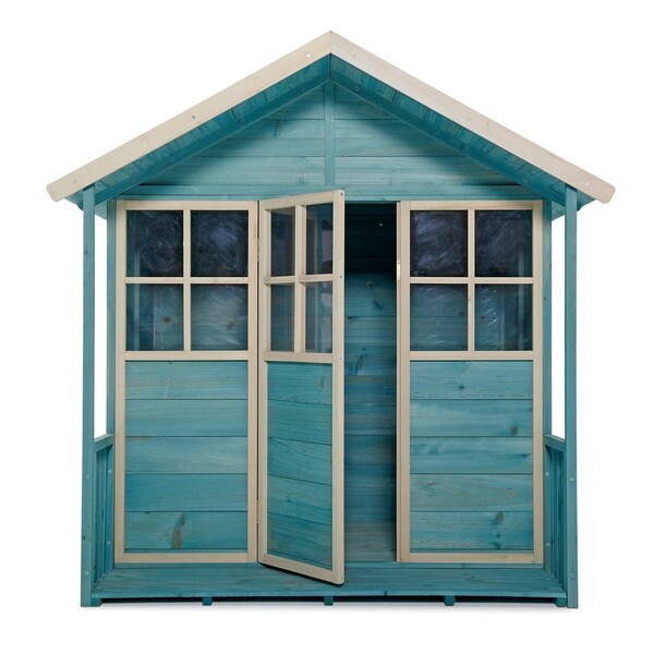 plum wooden playhouse teal