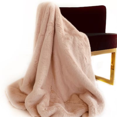 Plutus Pink Plush Faux Fur Luxury Throw Blanket