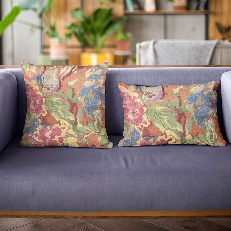 Plutus Multi-Color Garden Floral Luxury Throw Pillow