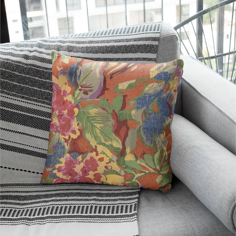 Plutus Multi-Color Garden Floral Luxury Throw Pillow