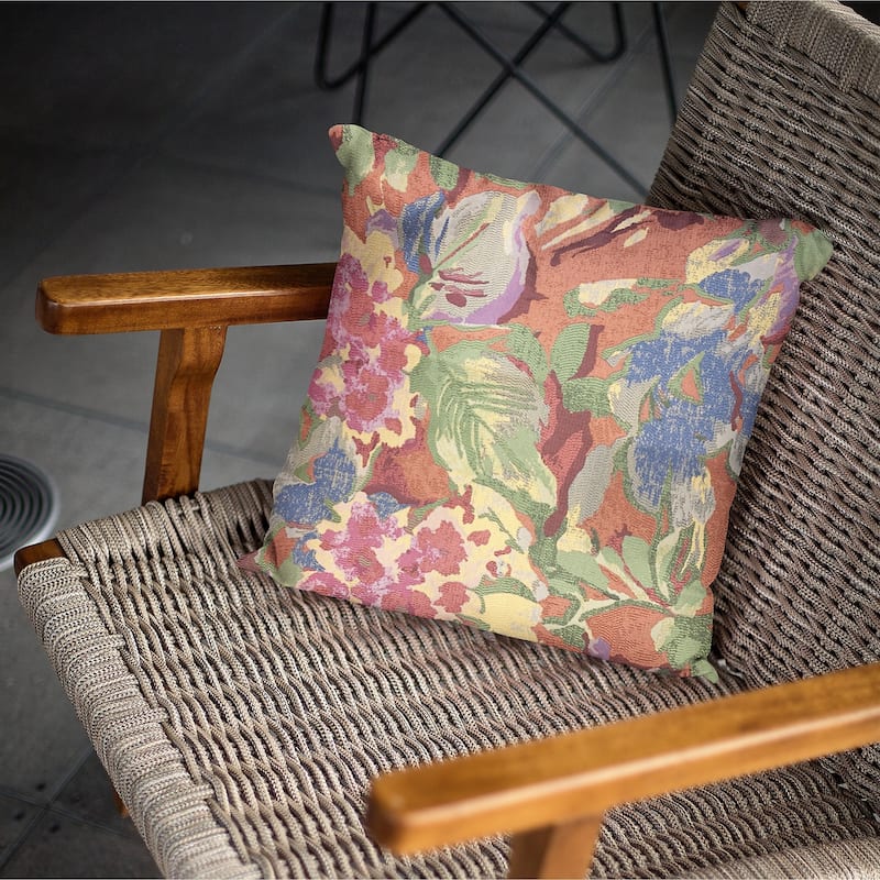Plutus Multi-Color Garden Floral Luxury Throw Pillow