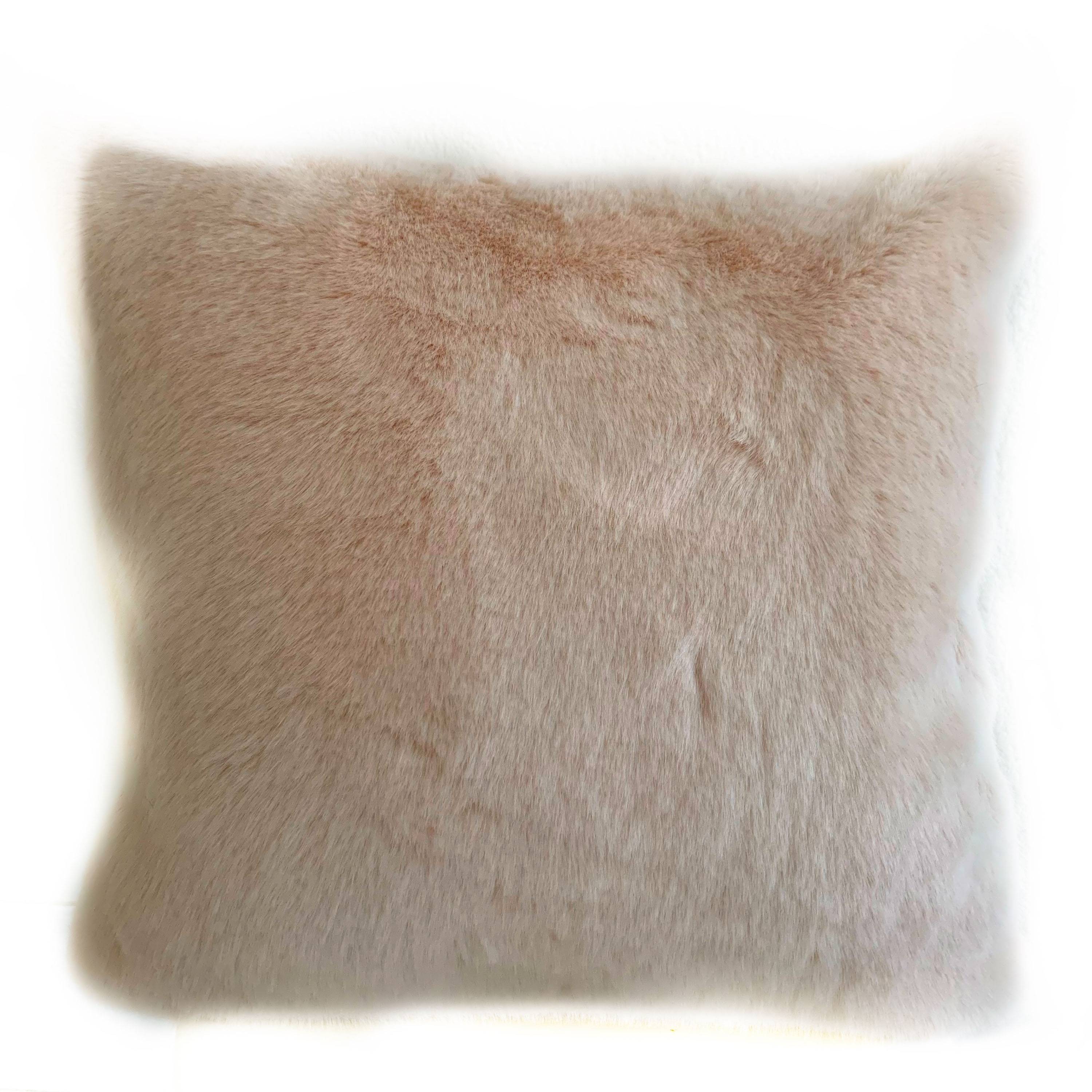 24x24 Oversized Plush Faux Fur Square Throw Pillow Beige