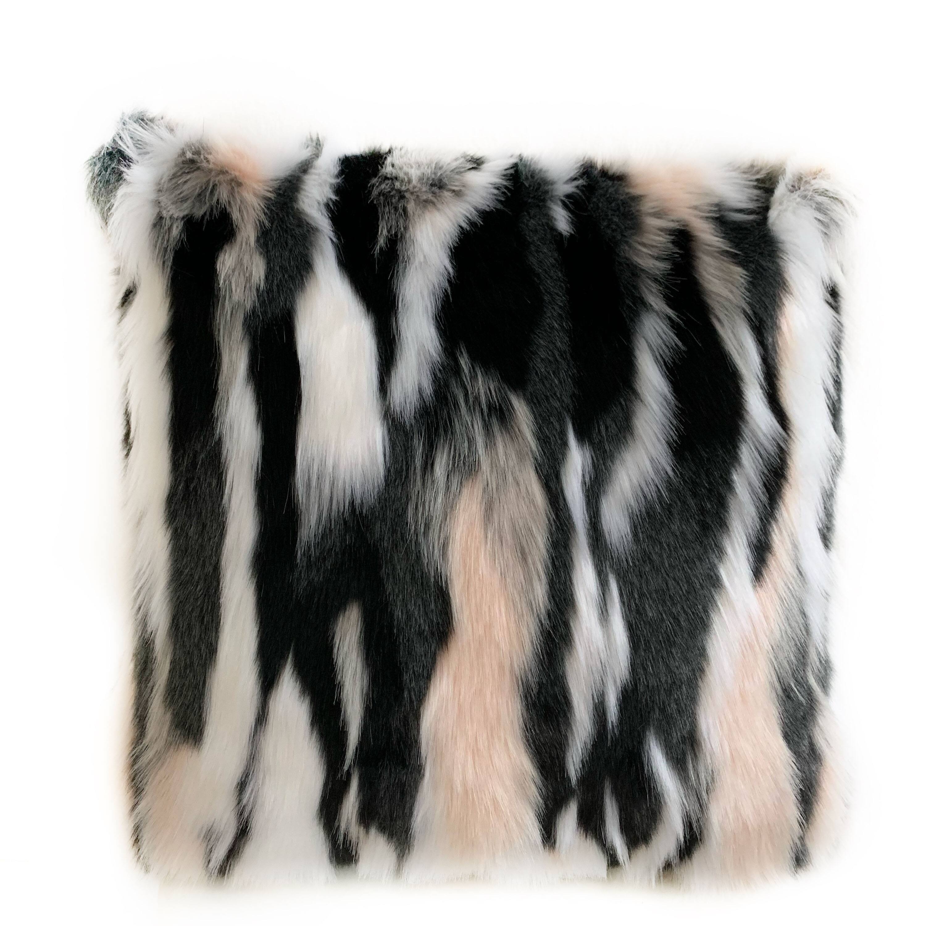 Plutus Black, White, Pink Fancy Animal Faux Fur Luxury Throw Pillow ...