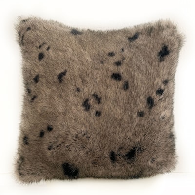 Plutus Gray Gunmetal Two Tone Animal Faux Fur Luxury Throw Pillow