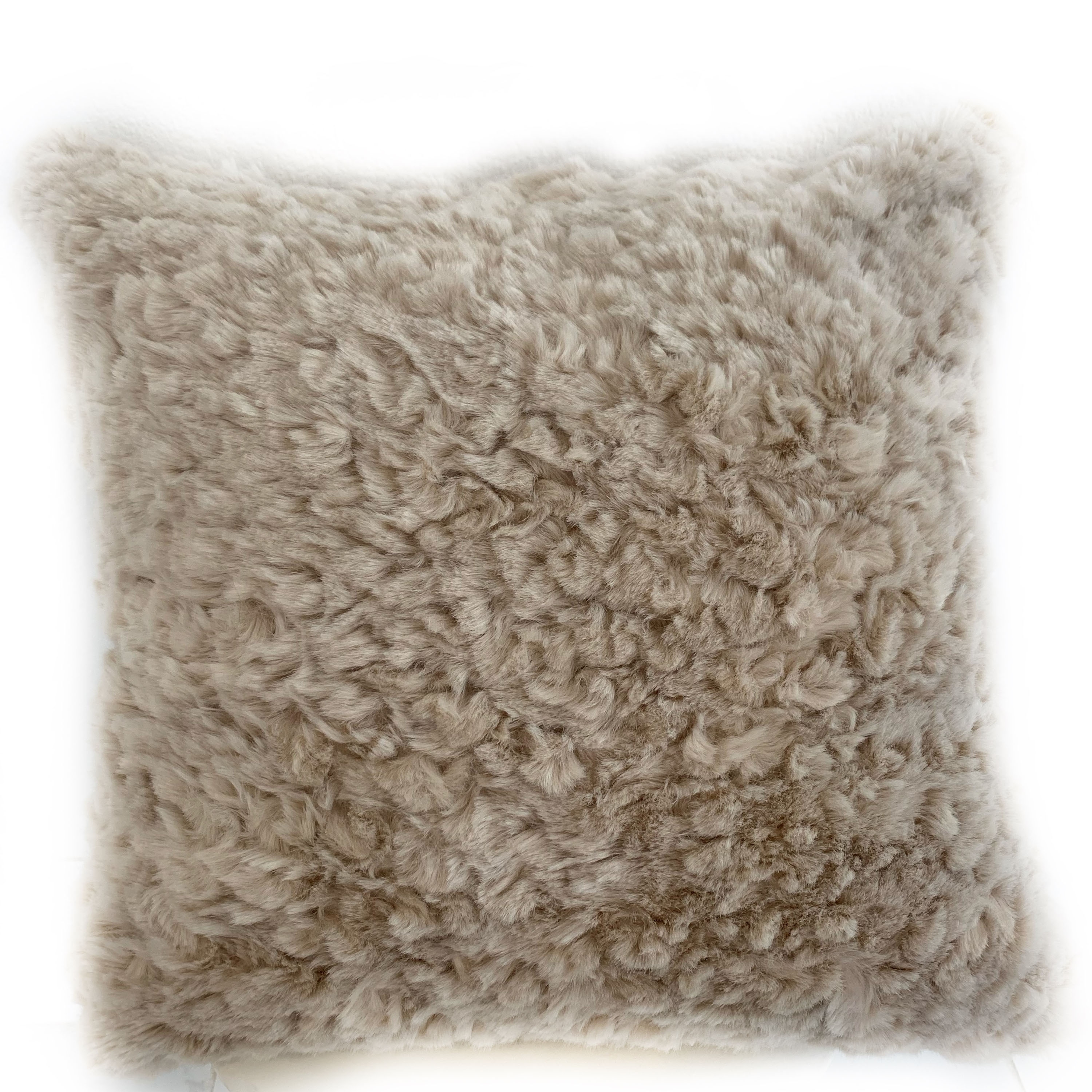 24x24 Oversized Plush Faux Fur Square Throw Pillow Beige