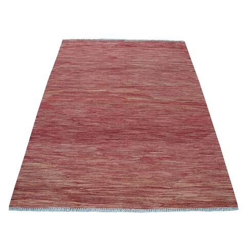 Shahbanu Rugs Sunset Shades Reversible Kilim Pure Wool Hand Woven Oriental Rug (5'1" x 6'7") - 5'1" x 6'7"
