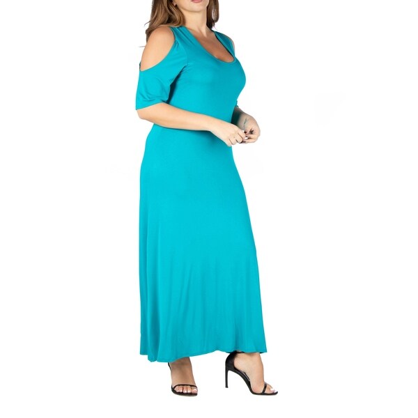 cold shoulder plus size maxi dress