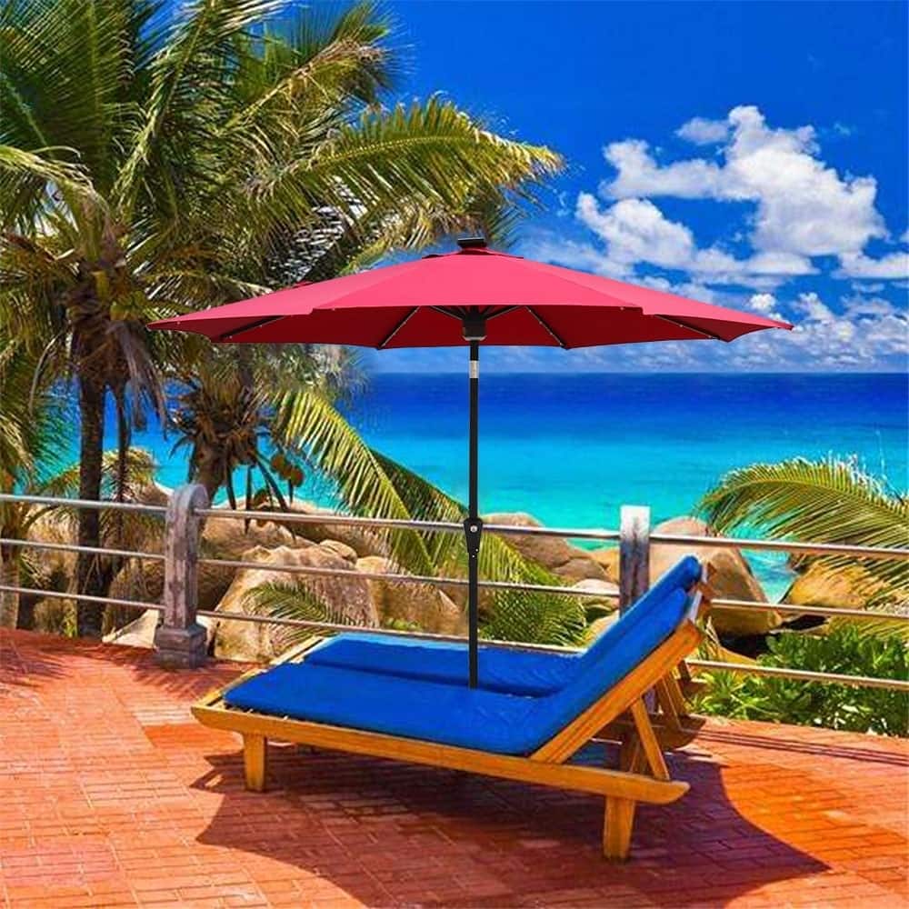 Maypex Solar Market Umbrella with Bluetooth Speakers - Red