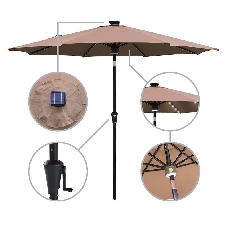 Maypex Solar Market Umbrella with Bluetooth Speakers - Red