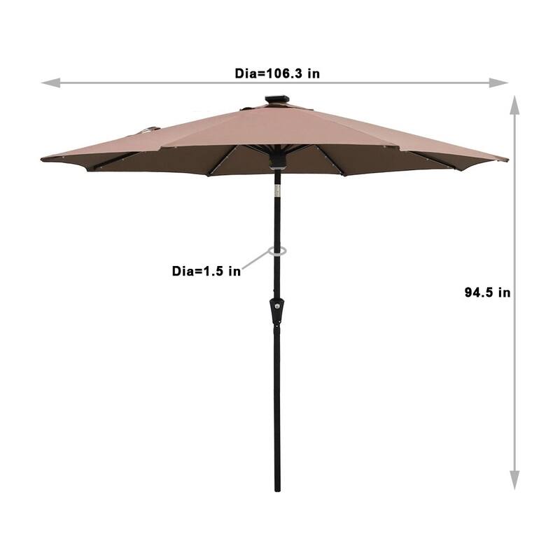 Maypex Solar Market Umbrella with Bluetooth Speakers - Red