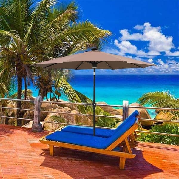 bluetooth patio umbrella EVO Dual-Light Sound Pod with Bluetooth Speaker This patio umbrella is suitable for gardens 9 ft. Promotional Music Umbrellas