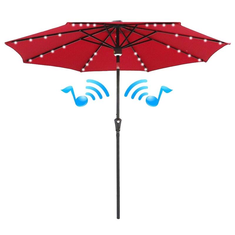 Maypex Solar Market Umbrella with Bluetooth Speakers - Red