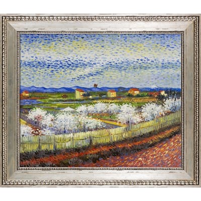 La Pastiche Peach Trees in Blossom with Versailles Silver King Frame, 26" x 30"