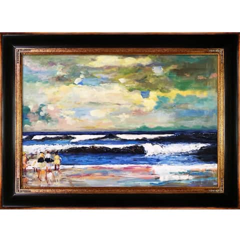 La Pastiche On the Beach with Opulent Frame, 33" x 45"