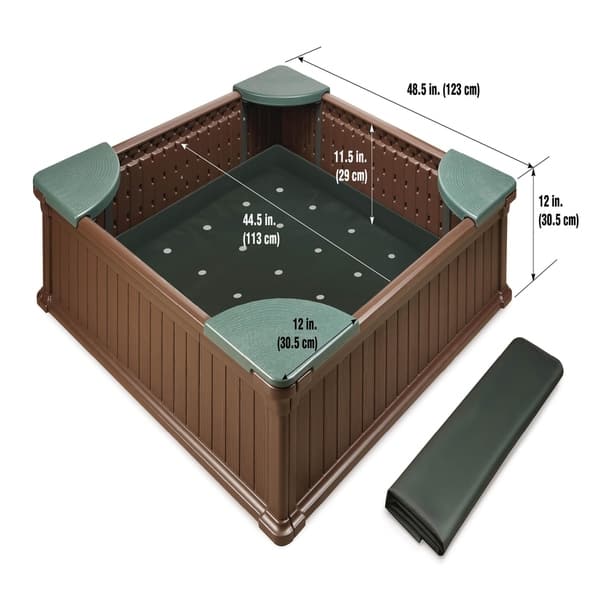 Badger Basket Woodland 2-in-1 Sandbox and Garden Planter - 48.5" x 48.5" x 12"