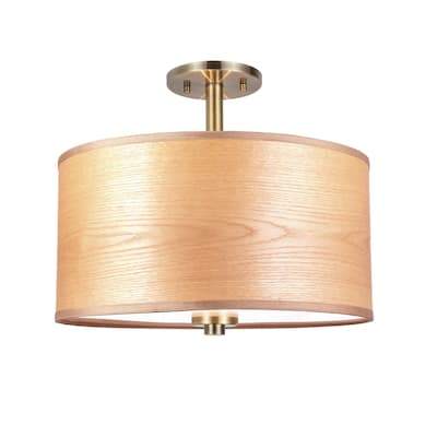 Woodbridge Lighting Drum - Veneer 3-light Semi-flush Mount