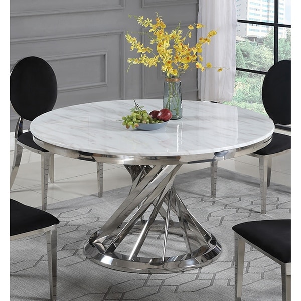 Shop Somette Tifa Round White Carrara Marble Dining Table - Overstock