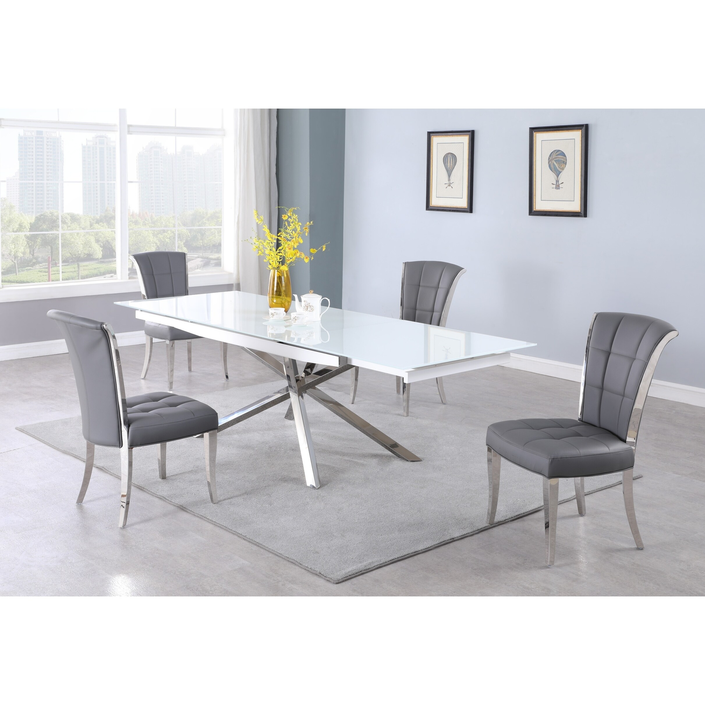 Somette Aurelia Super White Starphire Glass Dining Table With Criss Cross Base 35 X 63 Overstock 31109312