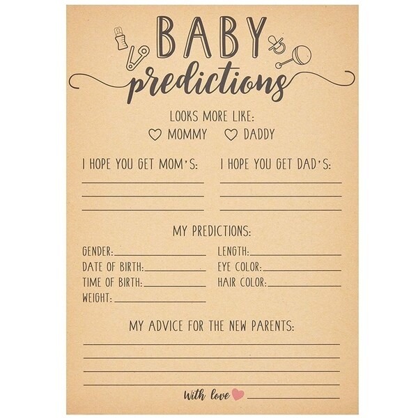 50x Kraft Baby Shower Predictions and Advice Cards for Boys Girls 5 x 7 Inches - Brown. Opens flyout.
