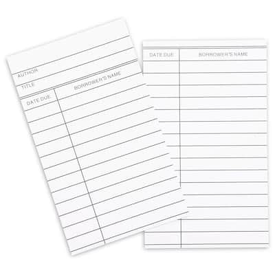 Sustainable Greetings 600x Library Index Checkout Cards for Due Date Record Keeping, White, 5 x 3 inch