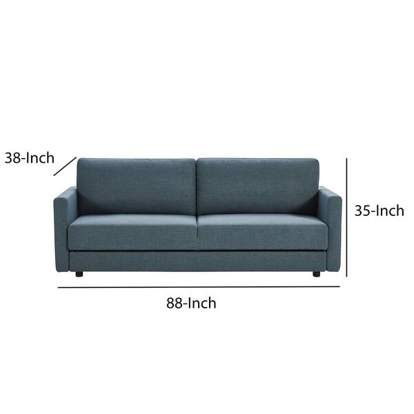 Fabric Upholstered Sofa Bed with Storage and Metal Legs, Blue Bed