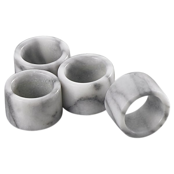 Set 8 White Ceramic Napkin Rings Silver Line Accent 