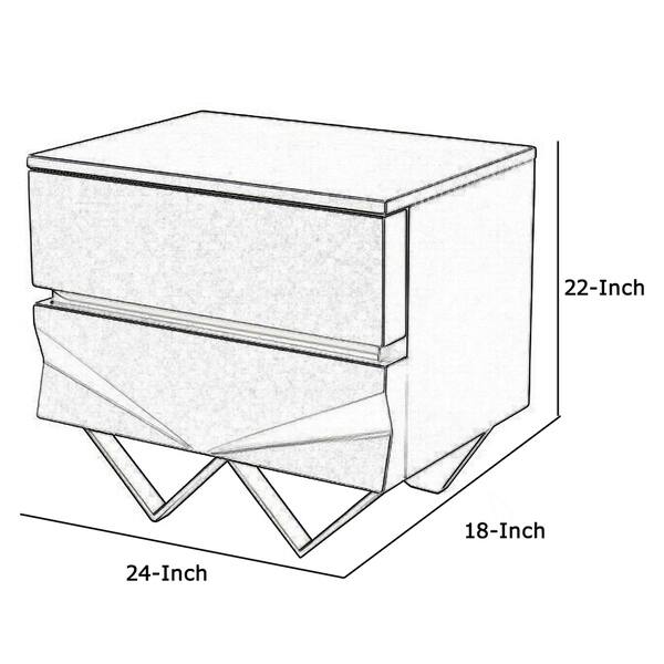 Wooden Nightstand with 2 Drawers and V Shaped Metal Legs, Gray Bed Bath & Beyond 31111945