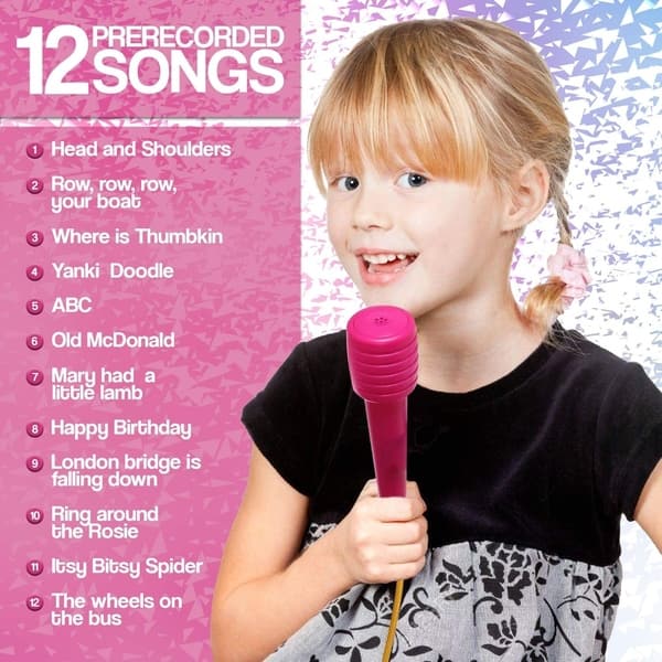 Karaoke Disco Light Adjustable Mic & Speaker Stand, Includes 12 Songs