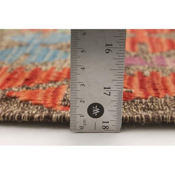 Flat-weave Sivas Grey, Olive Wool Kilim - 3'11 x 5'7/3'11