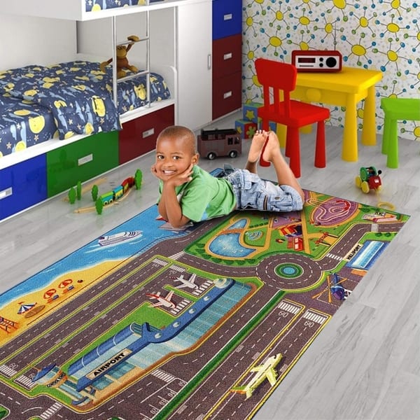 Kids Carpet Playmat Rug City Life Great for Playing with Cars and Toys -  Play Learn and Have Fun Safely - Kids Baby Children Educational Road  Traffic