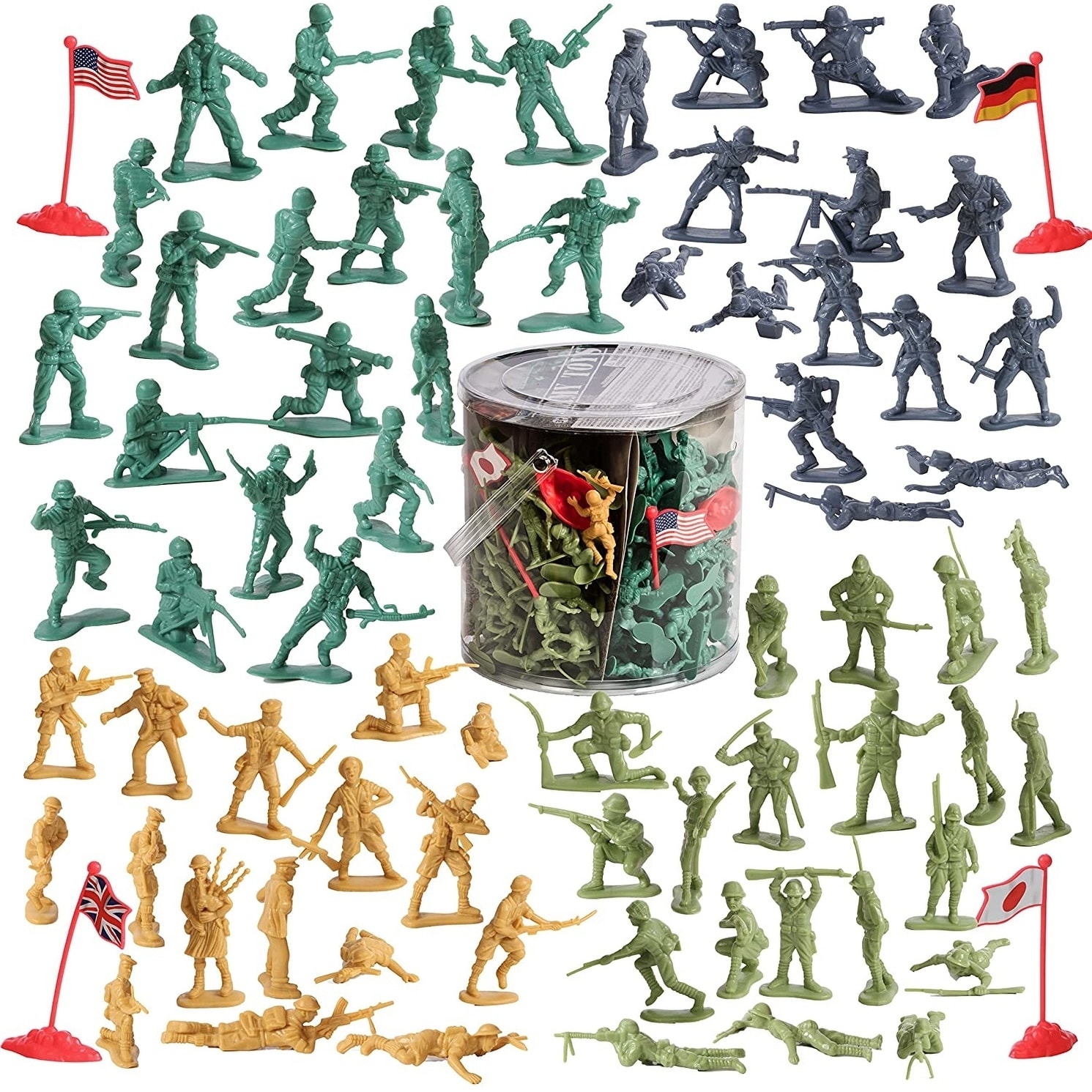 IQ Toys 200 Piece Army Men Playset Toy Soldiers Military Action