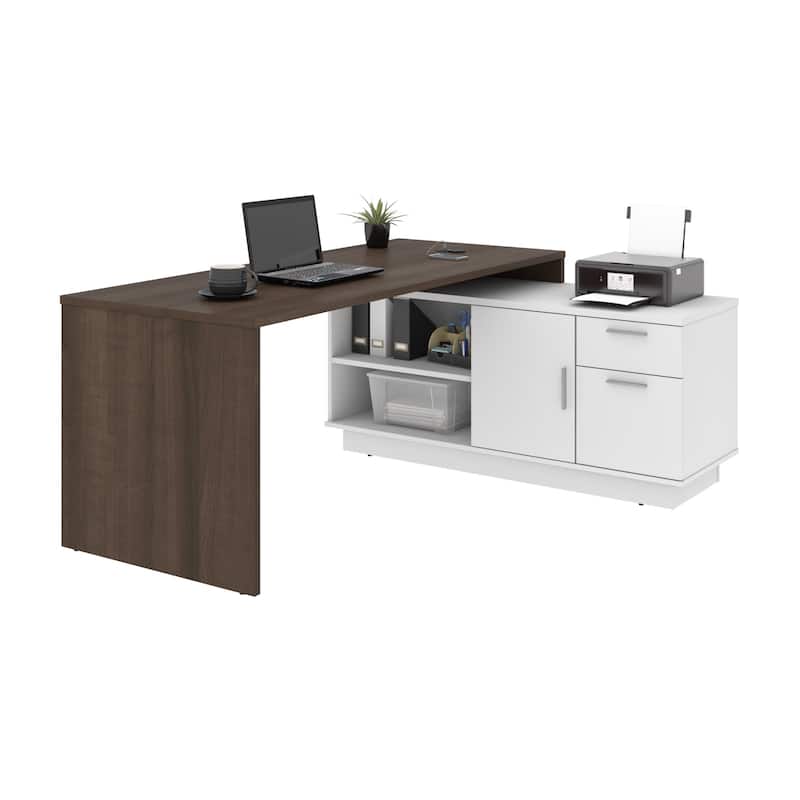Bestar Equinox L-Shaped Desk - Antigua & White