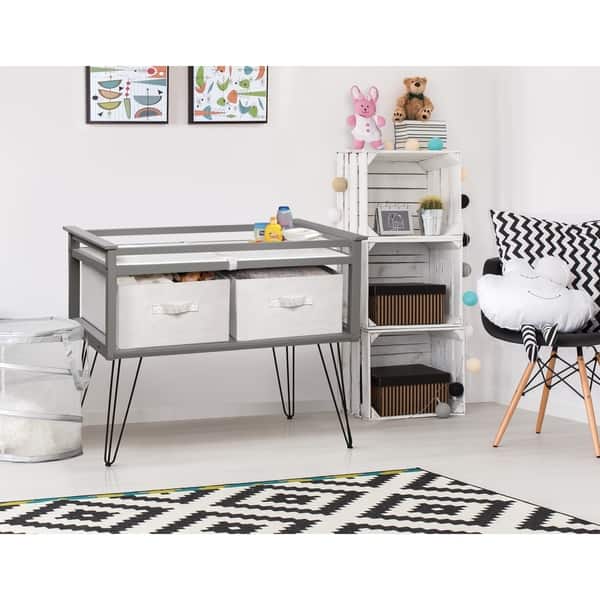 slide 2 of 17, Badger Basket Contempo Convertible Changing Table with Two Baskets - Gray - 34" x 20.75" x 32.5" Gray/White