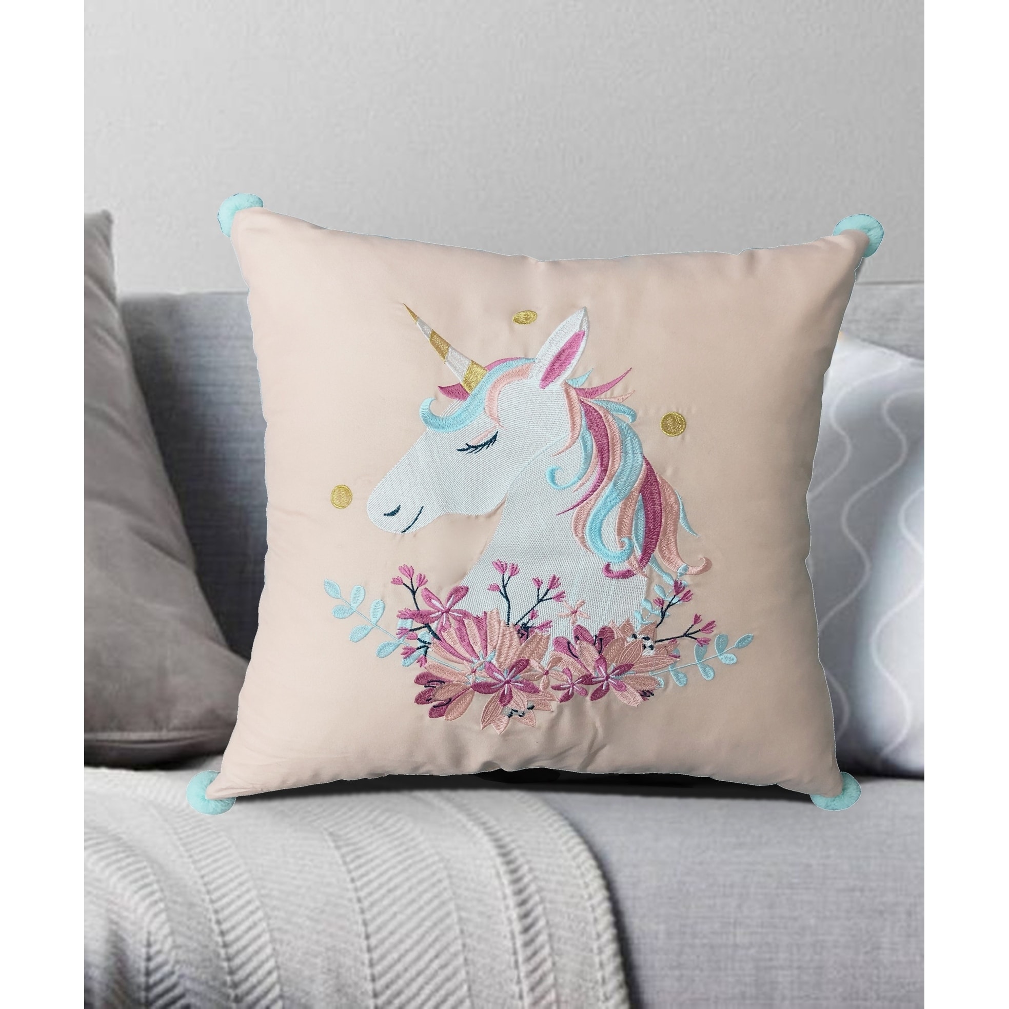 Unicorn Bliss Embroidered Decorative Pillow 18x18 Overstock 31116029