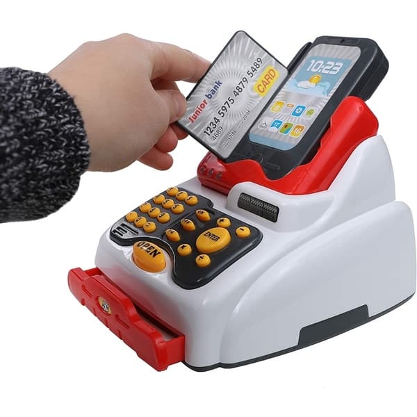 IQ Toys Toy Cash Register 2 in 1 Touch Screen Checkout Scanner Bed