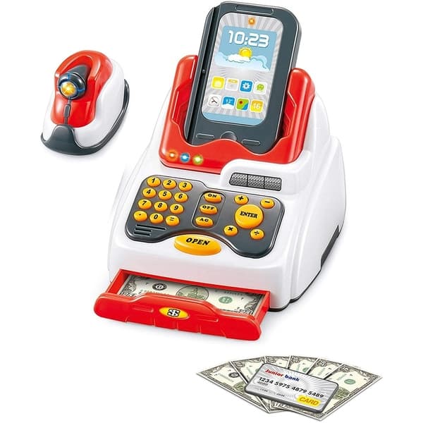 IQ Toys Toy Cash Register 2 in 1 Touch Screen Checkout Scanner Bed