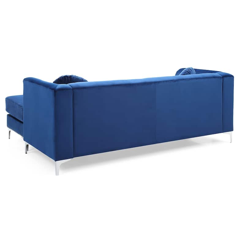 Pompano Velvet Button Tufted Sofa with Chaise