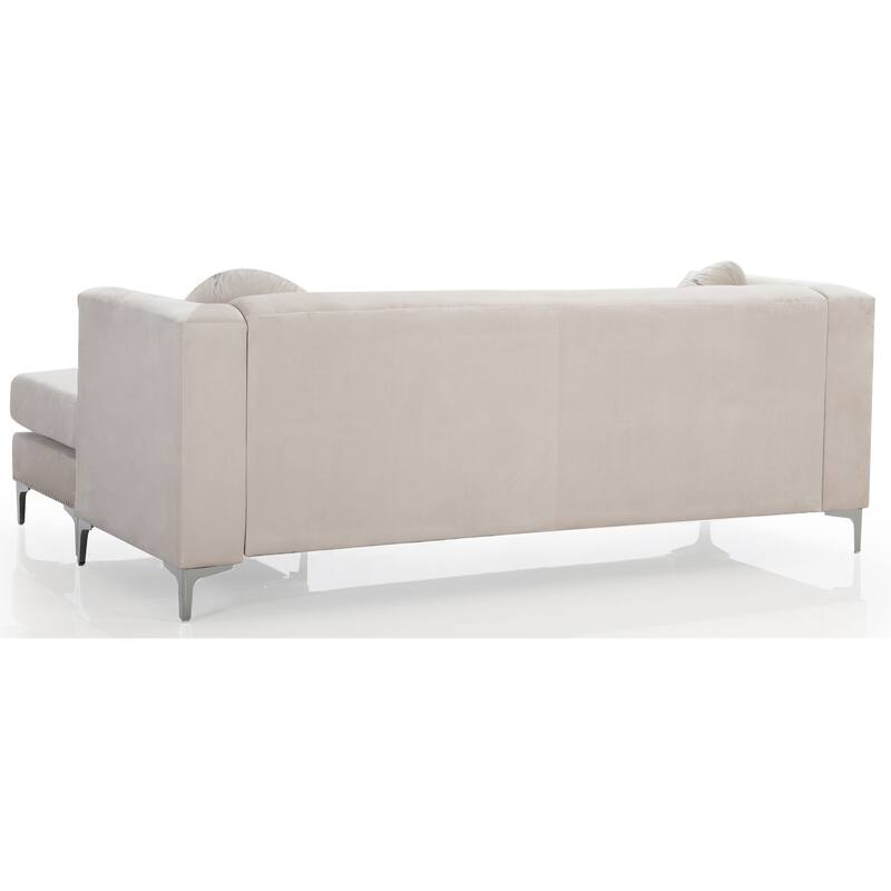 Pompano Velvet Button Tufted Sofa with Chaise