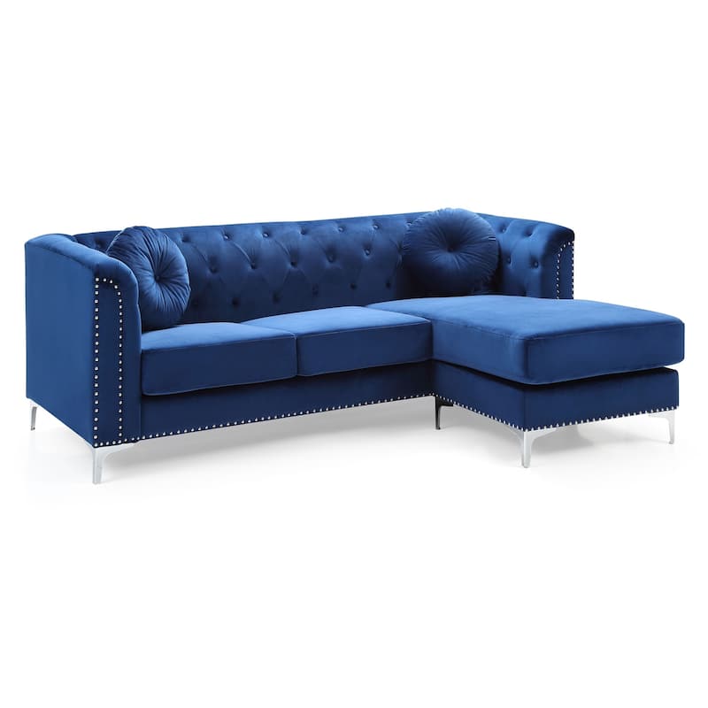 Pompano Velvet Button Tufted Sofa with Chaise