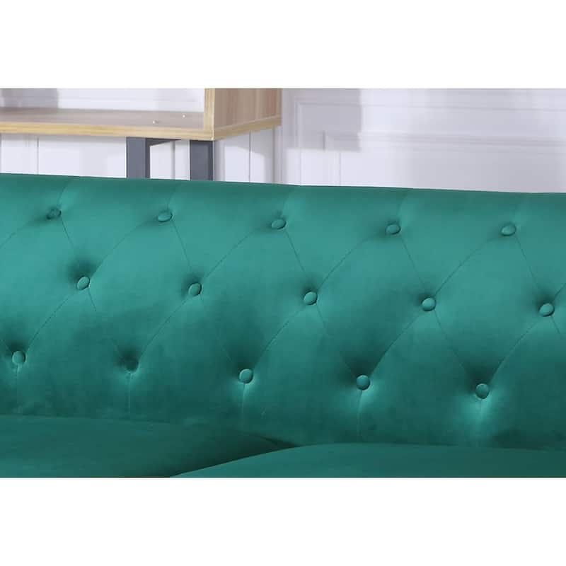 Pompano Velvet Button Tufted Sofa with Chaise