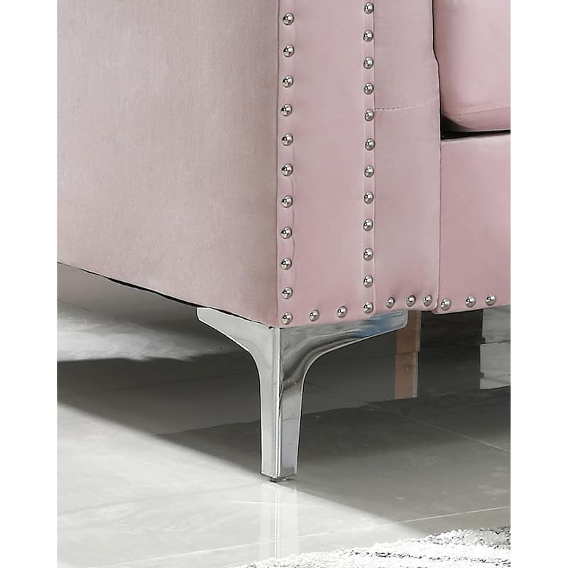 Pompano Velvet Button Tufted Sofa with Chaise