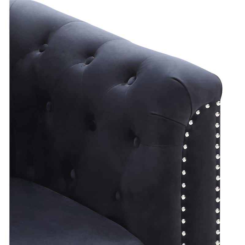 Pompano Velvet Button Tufted Sofa with Chaise