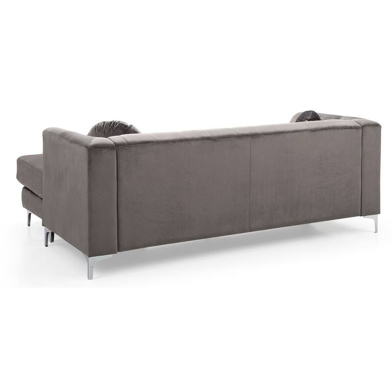 Pompano Velvet Button Tufted Sofa with Chaise