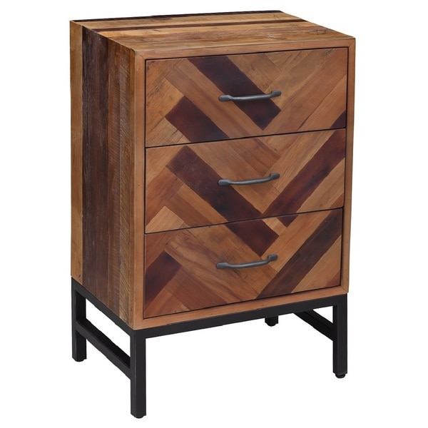 Shop Black Friday Deals on Plank Style 3 Drawers Wooden Nightstand with ...
