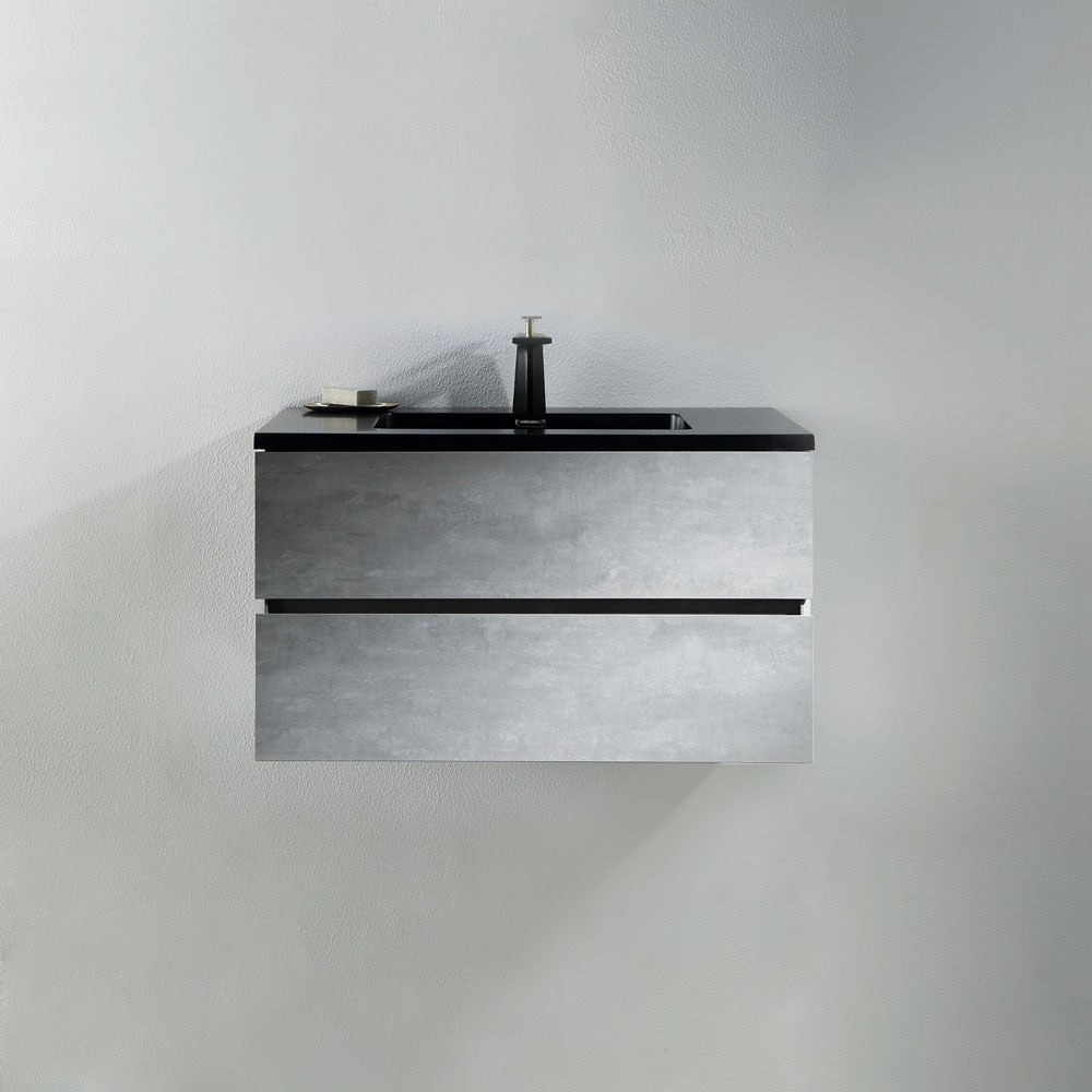 Contemporary Bathroom Vanity with Black Countertop, Venice Gray (40
