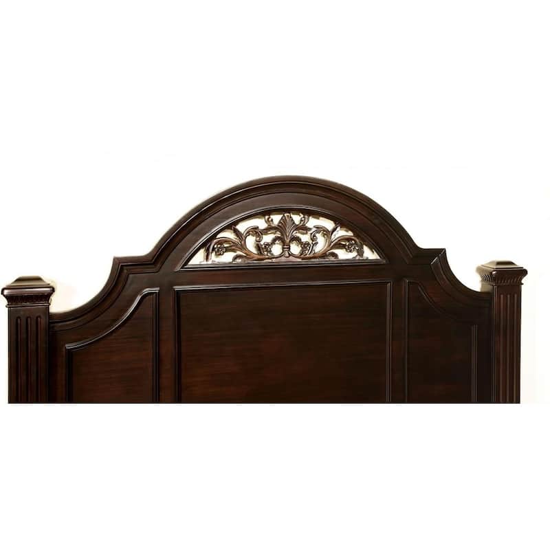 Transitional Style California King Wooden Bed with Bun Feet, Brown